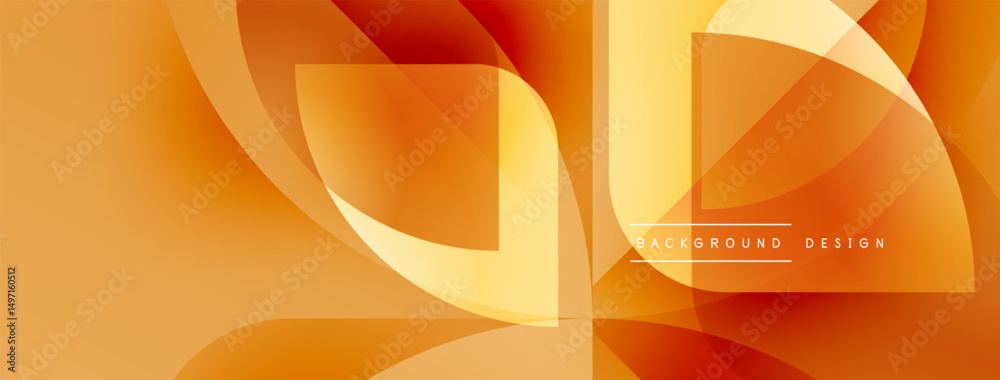 Poster Abstract orange design. Layered shapes create dynamic visual effect. Warm tones dominate composition, suggesting energy, movement.