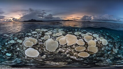 Sunset Coral Reef Panorama.