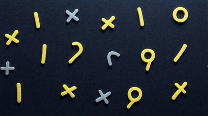 Yellow  Gray Symbols on Black.