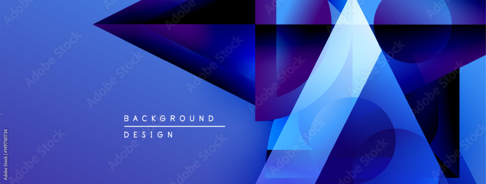 Leinwandbilder Abstract blue geometric shapes create modern background. Gradient colors, sharp angles, dynamic composition. Minimalist design elements present.