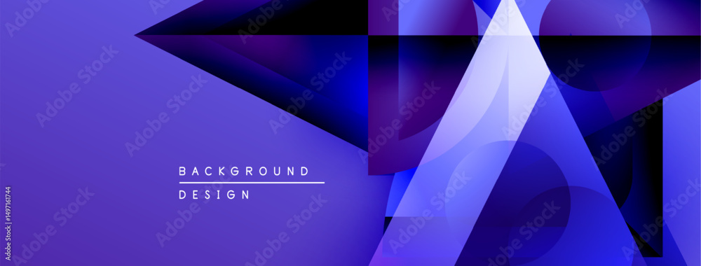 Poster abstract geometric shapes, vibrant purple hues, modern design. minimalist composition creates dynami