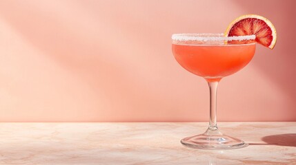 Pink Blood Orange Margarita Cocktail on Pink Background
