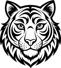 tiger face vector line art icon 