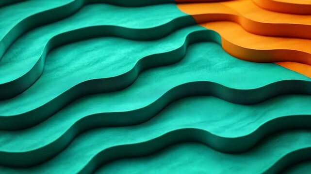 Abstract waves. Liquidity pools Esg fintech Mlops Secops Chromie squiggle Textured wall art Rippling Bitwave Motion array Istio Layered shapes. Blue orange. 3D render. Background image. Modern design