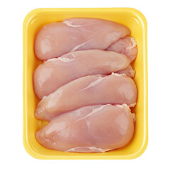 Raw chicken breast fillet pack isolated on transparent background