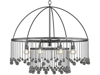 Aubrey Round Chandelier , crystal and silver material , Elegant Lighting Fixture Against black...