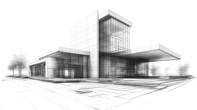 Architectural Sketch: Modern Building Design