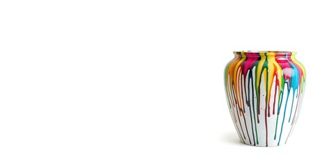 Fototapeta premium Abstract Dripping Paint on Ceramic Vessel