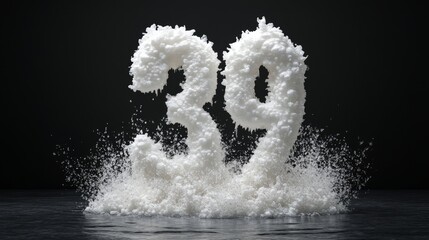 Snowy ice number sculpture 39 crystal design art abstract concept in dark environment