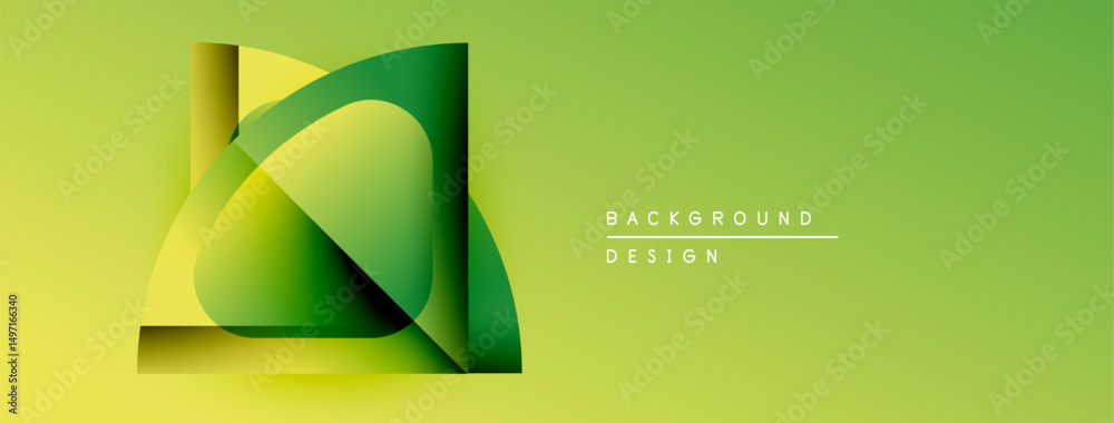 Poster Abstract green layers create dynamic composition. Gradient background enhances visual depth, modern design element.