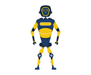 png isolated robot icon in modern blue and white colours showing android machine with chat support and business client help in technology background for future science

