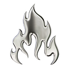 Chrome Tribal Flame – 3D Render on Transparent Background