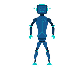 png graphic set of android robots in fun cartoon style with futuristic background for online business and science character support showing ai toy and machine help

