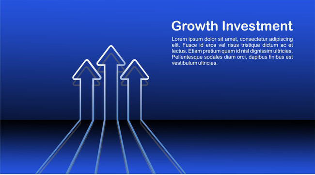 Modern business finance arrow up increase target growth investment background design. Web template banner, infographic, landing page, social media.