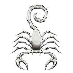Chrome Scorpion – 3D Render on Transparent Background