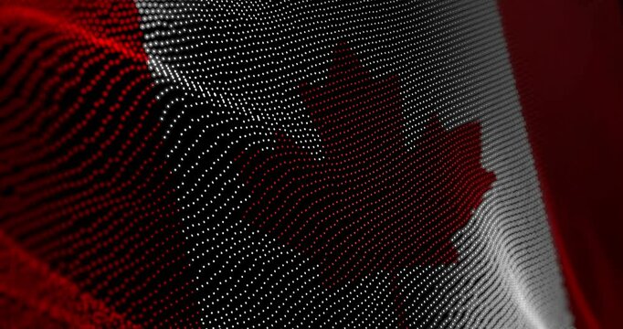 Canada flag waving pixel. Canadian blowing banner cyber attack hack and security concept animation.