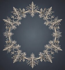 Delicate snowflake frame, ornate vector illustration for festive card , background, season