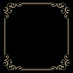 Decorative frame Elegant vector element for design in Eastern style, place for text. Floral black and golden border. Lace illustration for invitations and greeting cards