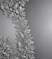 Sparkling silver background, lavish lace border, intricate leaf details ,  precious,  glitter
