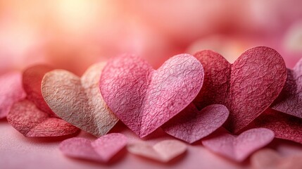 Obraz premium Colorful Paper Hearts on Soft Background for Romantic Occasion