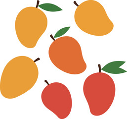 Colorful mangoes illustration tropical fruit design