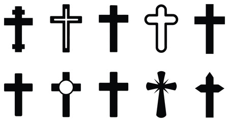 Christian Cross Icons Silhouette Vector Set Design