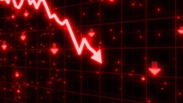 Stock Market Crash of Red Arrow Graph Going Down