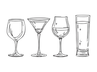 Cocktail Glass Line Art