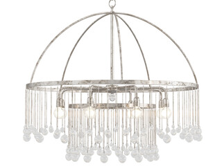 Aubrey Round Chandelier , crystal and silver material , Elegant Lighting Fixture Against White bachground , 15 light-modern pendant light