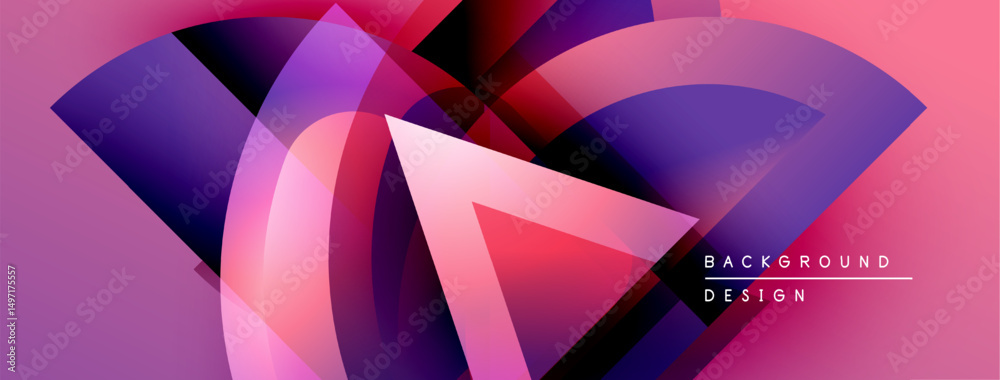 Poster Abstract pink purple design. Overlapping shapes create dynamic visual effect. Modern background suitable for various projects.