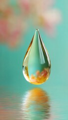 Fototapeta premium Sustainable Water Innovation Eco-Conscious Droplet Visualization with Reflective Garden Ecosystem - Climate Resilience and Regenerative Design Solution