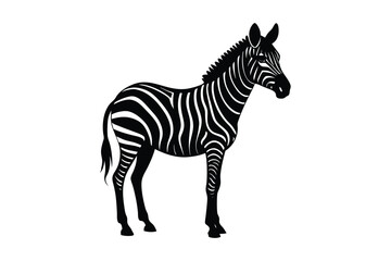 Obraz premium Zebra Silhouette Vector Art – Wildlife Animal Graphic in Black & White