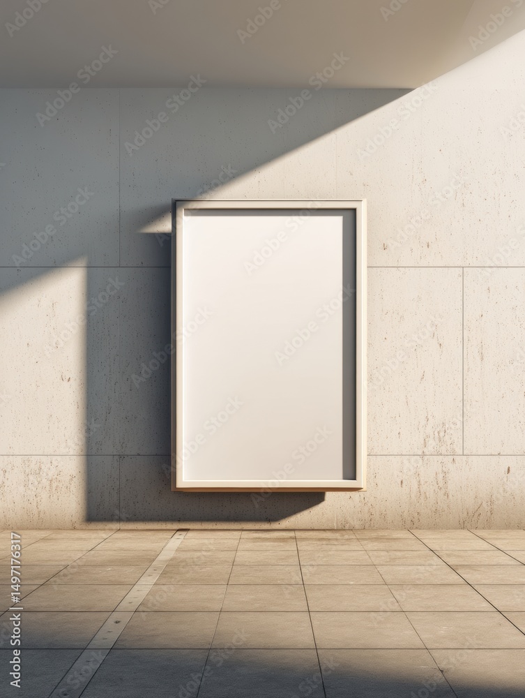 Poster minimalist urban mockup architectural white frame poster display in soft light - contemporary design