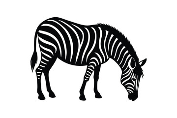Obraz premium Zebra Silhouette Vector Art – Wildlife Animal Graphic in Black & White