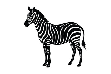 Obraz premium Zebra Silhouette Vector Art – Wildlife Animal Graphic in Black & White