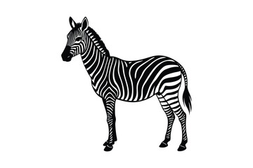Zebra Silhouette Vector Art – Wildlife Animal Graphic in Black & White