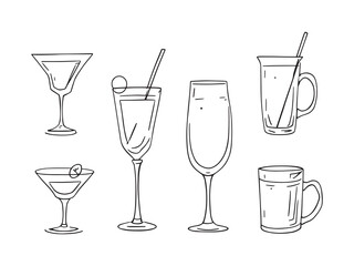 Refreshing Cocktail Line Art