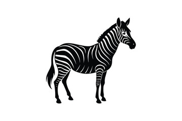 Obraz premium Zebra Silhouette Vector Art – Wildlife Animal Graphic in Black & White