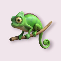 Naklejka premium green chameleon cartoon