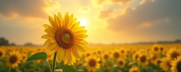 Obraz premium A single, vibrant sunflower bravely reaching towards the sun, symbolizing resilience and the promise of a brighter future A powerful image of hope and perseverance against all odds , optimism, life