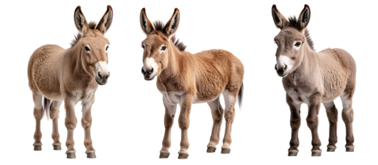 portrait of a brown donkey isolated on a transparent background	