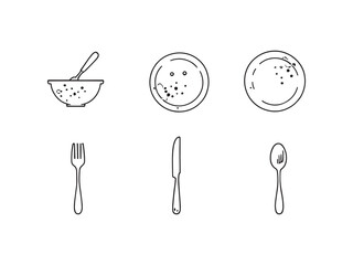 Dirty Dish Line Art Sketch