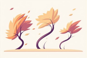 Obraz premium Herbstbäume im Wind - Stilisierte Illustration