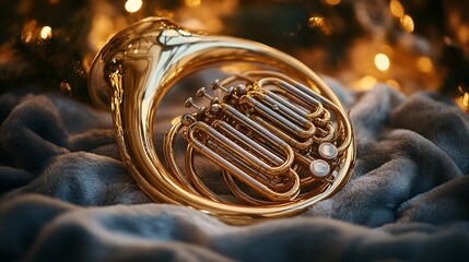 Golden Horn Instrument on Soft Fabric