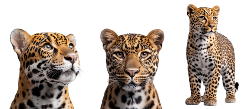 portrait of an adult leopard  isolated on a transparent background	