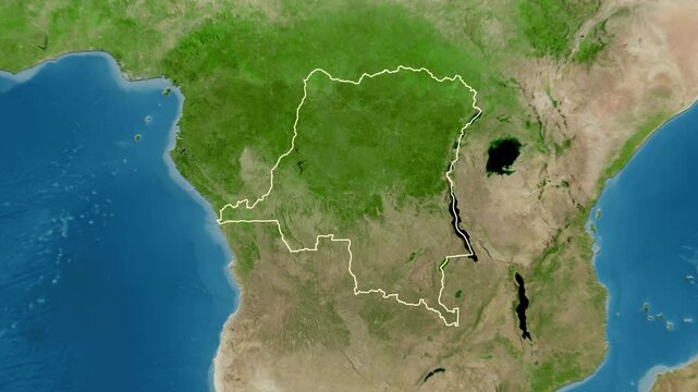 Democratic Republic of the Congo map - solid. Border. 