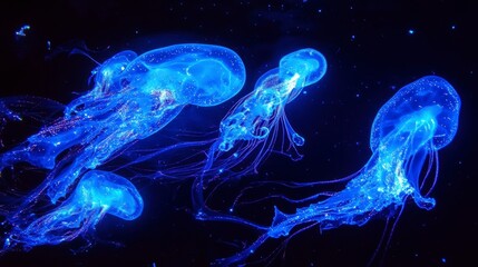 Bioluminescent jellyfish in an aquarium