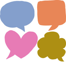 Collection of colorful speech bubbles in various shapes