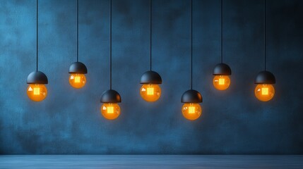 Modern Pendant Lights Hanging Against a Blue Wall Background