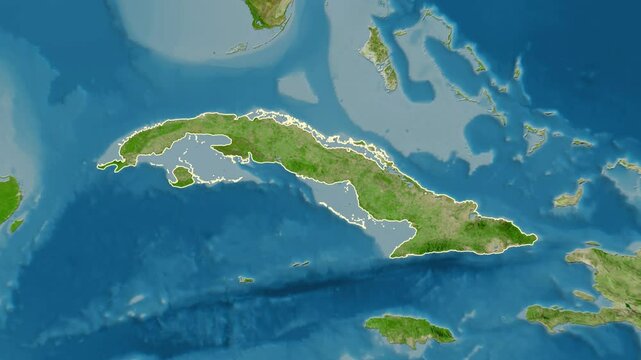 Cuba map - solid. Border. 